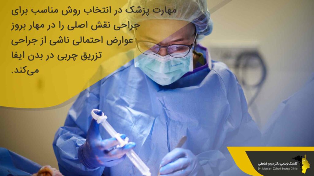 مهارت پزشک در انتخاب روش مناسب برای جراحی تزریق چربی